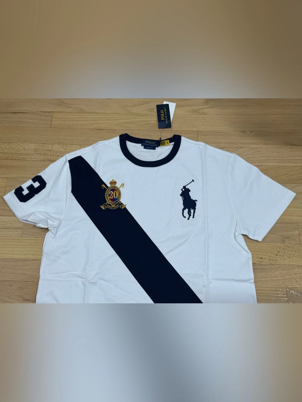 Polo Ralph Lauren Men s Big Pony 20th Anniversary Crest Logo T-Shirt White M-XL